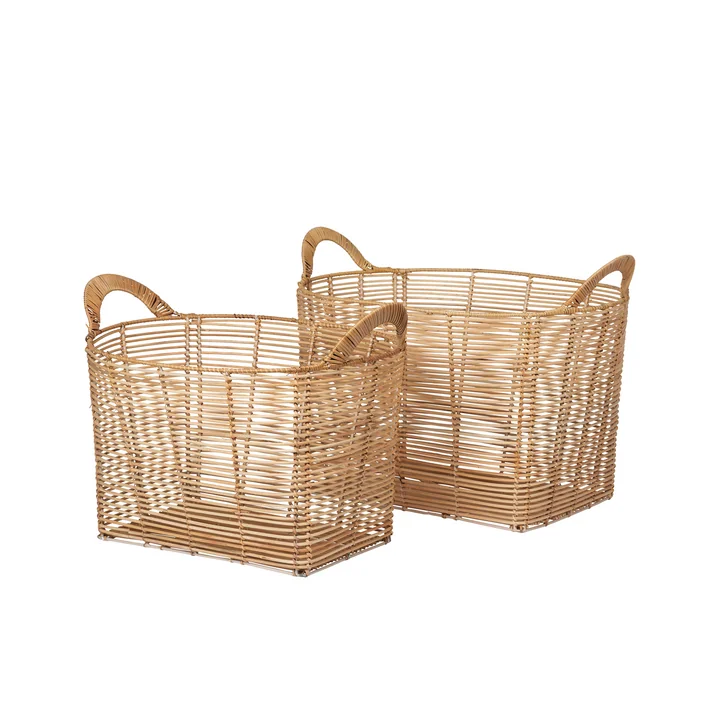 Die eckigen Safi Rattan Körbe von Broste Copenhagen, natur