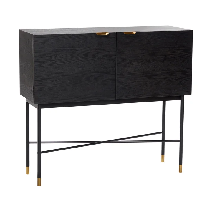 Kommode mit 2 Fächern, Esche, schwarz / Messing von Hübsch Interior
