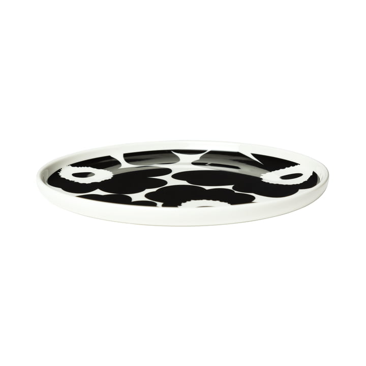 Der Oiva Unikko Teller von Marimekko in weiss / schwarz, Ø 20 cm