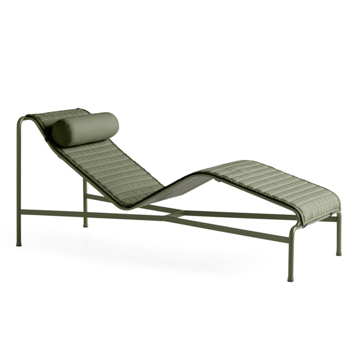 Kopfstütze und Polsterauflage für den Chaise Lounge Liegestuhl in Olive