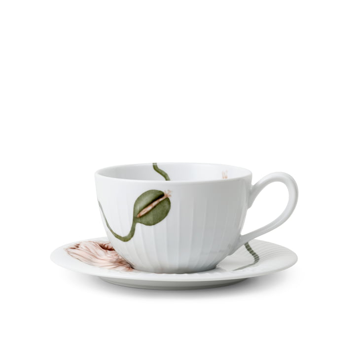 Die Hammershøi Poppy Teetasse mit Untertasse von Kähler Design, 38 cl, weiss