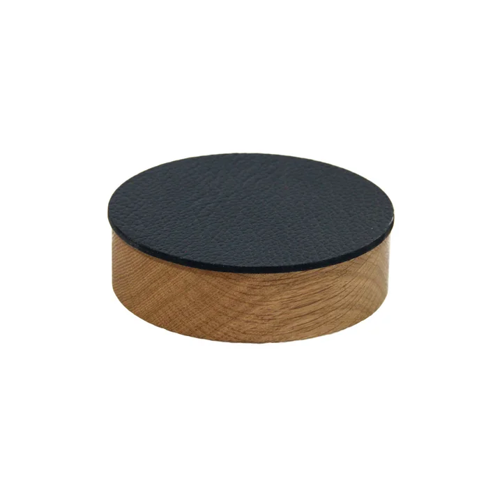 Wood Box mit Deckel rund S Ø 11 cm von Lind DNA in Eiche natur / schwarz