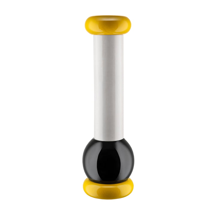 Twergi Pfeffermühle MP0210 1 von Alessi in der Farbkombination gelb / schwarz / weiss