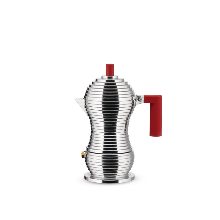 Pulcina Espressokocher 7 cl von Alessi in silber / rot