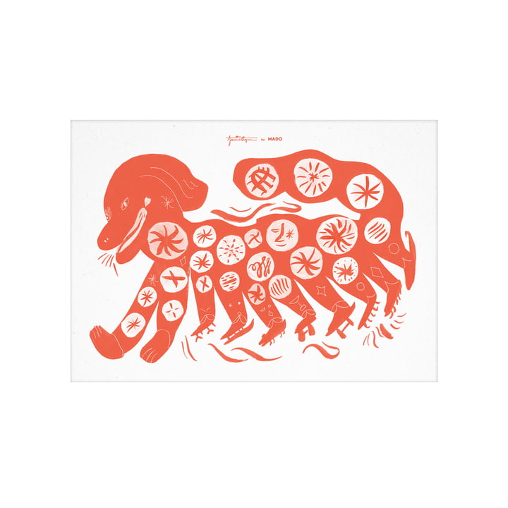 Das Chinese Dog Poster von Paper Collective, 30 x 40 cm, rot