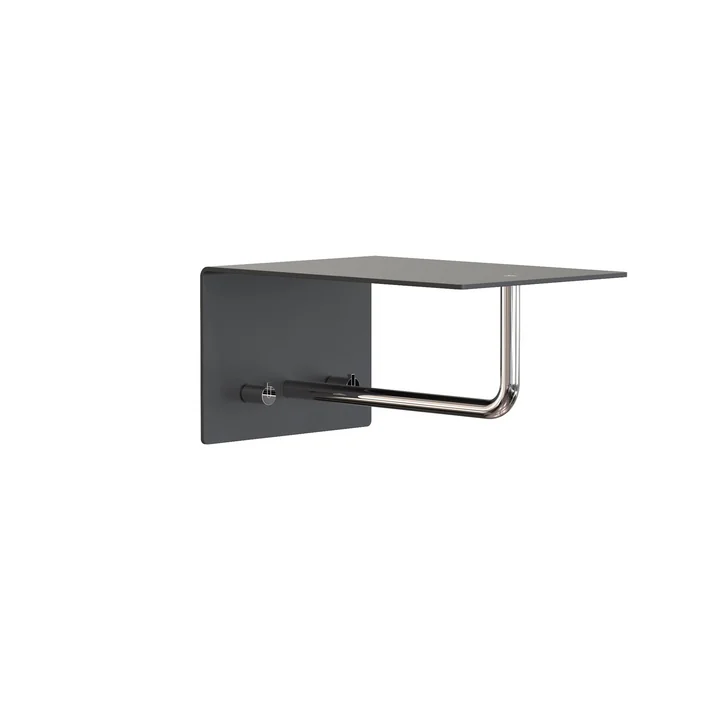 Die Unu Wandgarderobe mit Haken und Stange von Frost, 200 mm, schwarz poliert