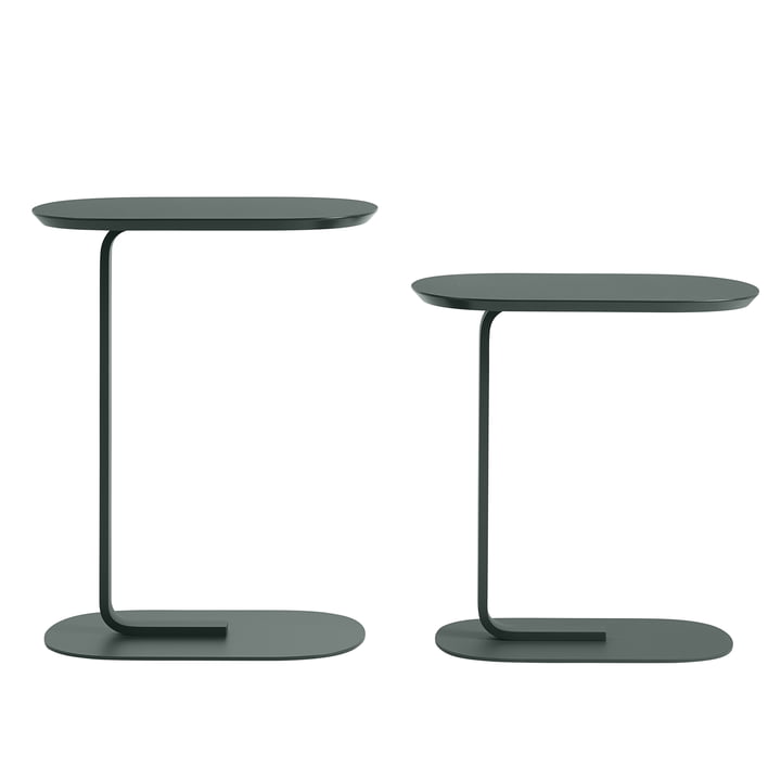 Relate Side Table, H 73,5 und H 60,5 cm von Muuto in dunkelgrün