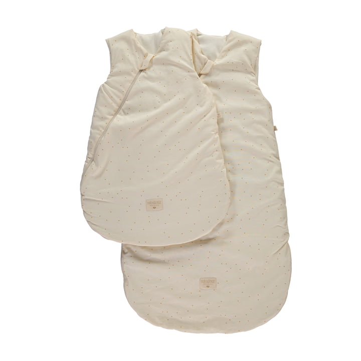 Cocoon Baby-Schlafsack von Nobodinoz in der Farbe honey sweet dots natural 