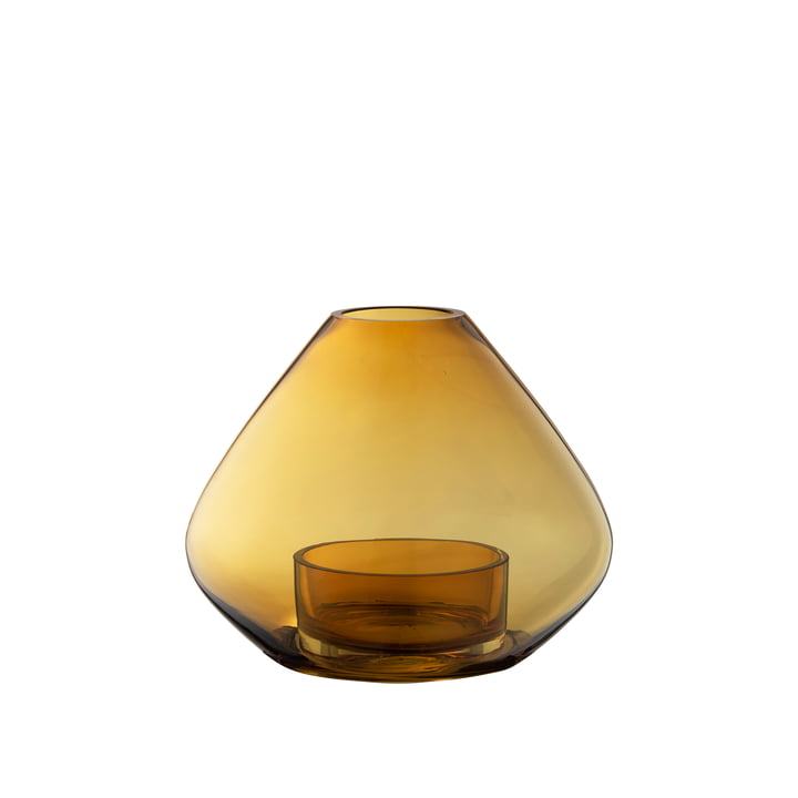 Das Uno Windlicht und Vase von AYTM, Ø 14,5 x H 11,5 cm, amber