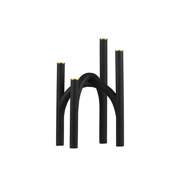 Der Angui Kerzenhalter von AYTM, 22,8 x 22,8 x 34 cm, schwarz / gold