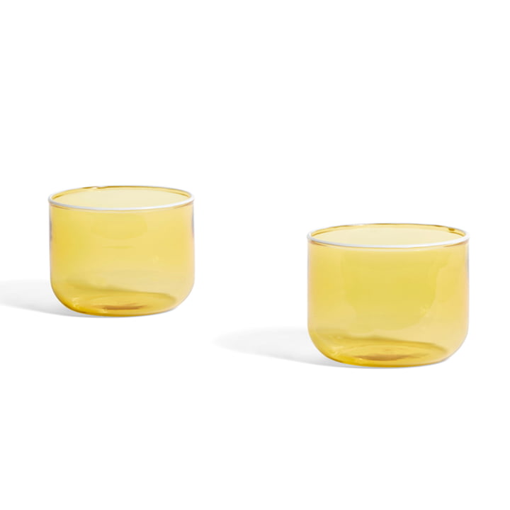 Tint Trinkglas 200 ml (2er-Set) von Hay in der Farbe hellgelb / weiss