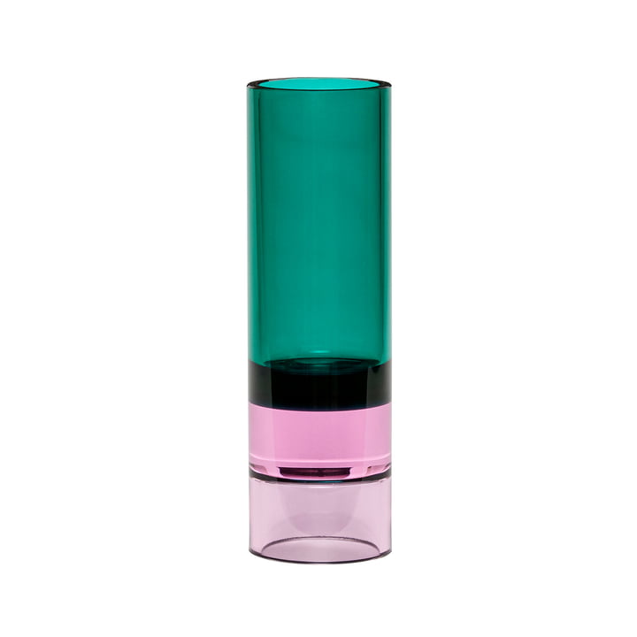 Kristall Teelichthalter / Vase, grün / pink von Hübsch Interior