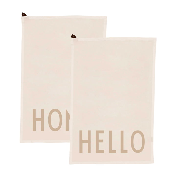 Favourite Geschirrtuch in Hello / Home, off-white (2er-Set) von Design Letters