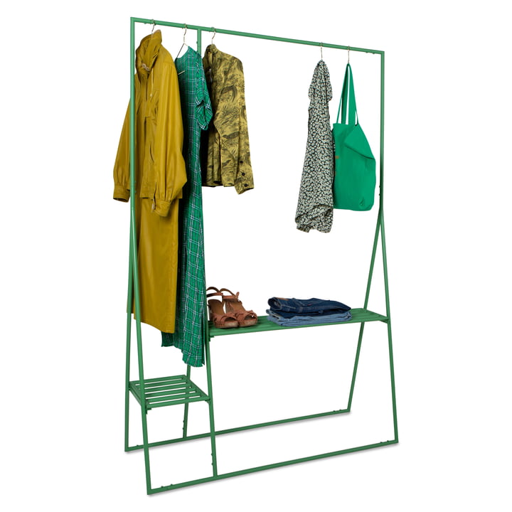 Garderobe mit Kleiderbügeln und Garderobenhaken von HKliving in der Farbe fern green