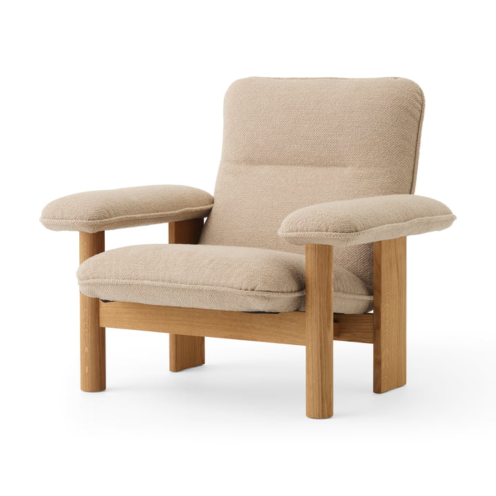 Brasilia Lounge Chair, Eiche natur / Bouclé beige von Audo