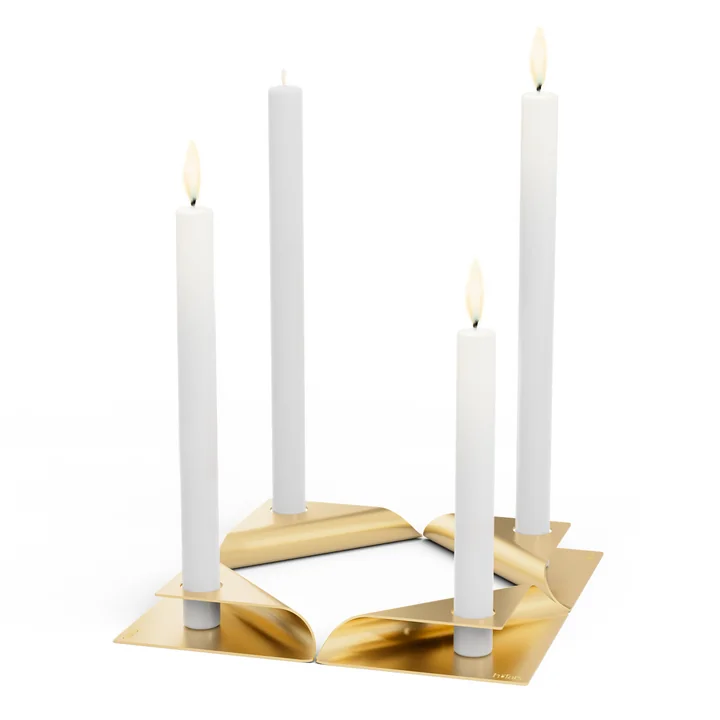 Square Candle Kerzenhalter von höfats in gold (4er-Set)