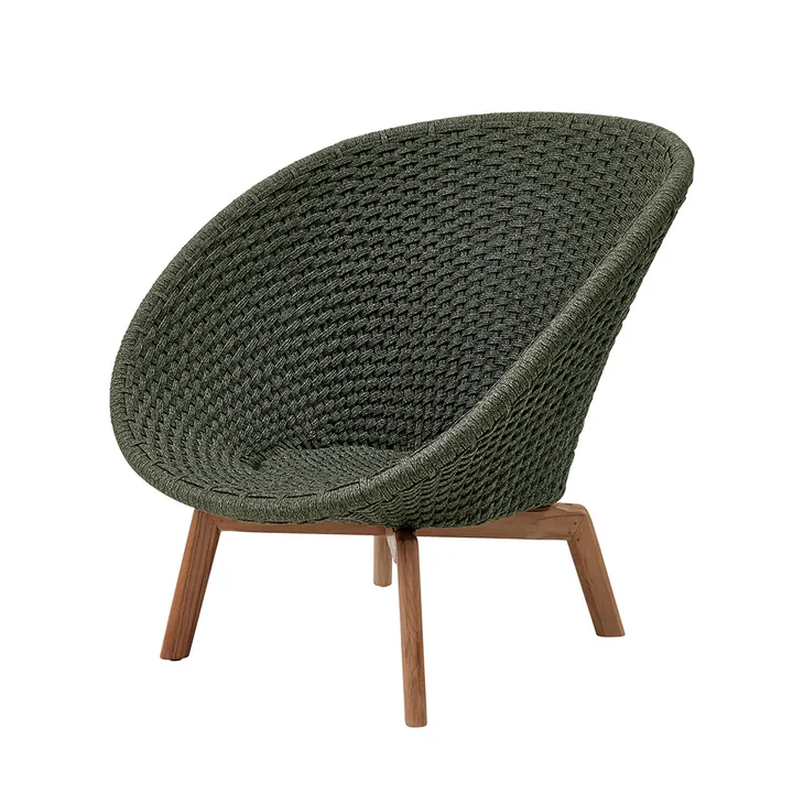 Peacock Lounge Sessel (5458) von Cane-line in der Ausführung Teak / dunkelgrün