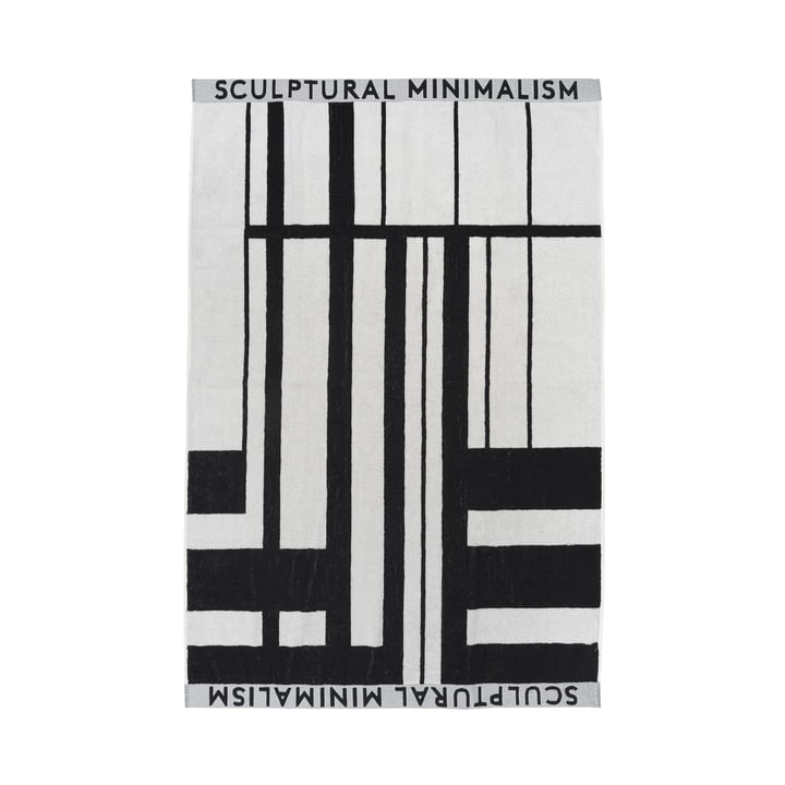 Minimal Handtuch, 100 x 150 cm in schwarz / off-white von Kristina Dam Studio