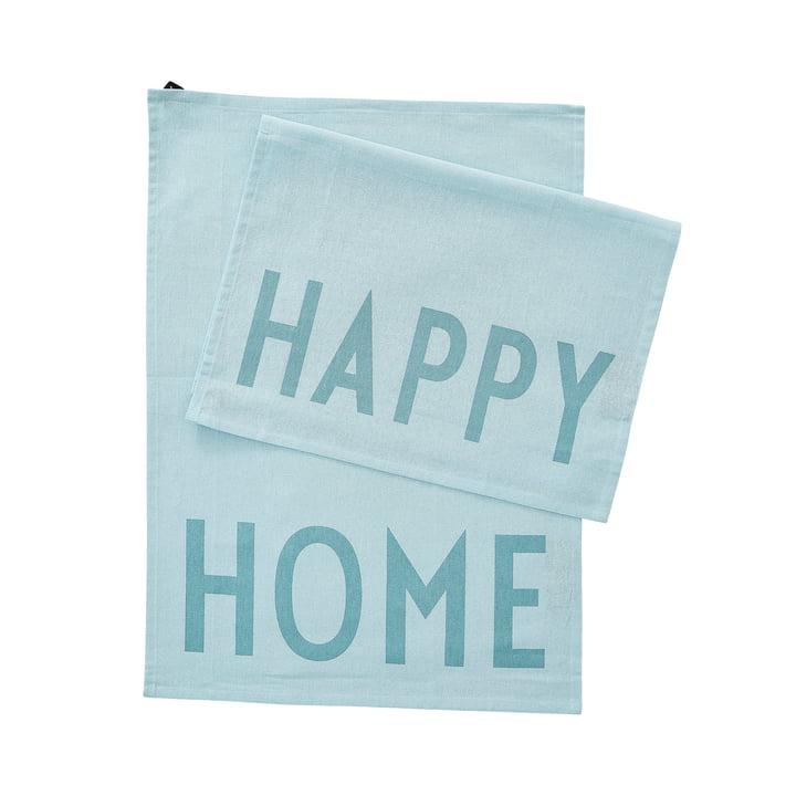 Favourite Geschirrtuch, Happy Home in light blue (2er-Set) von Design Letters