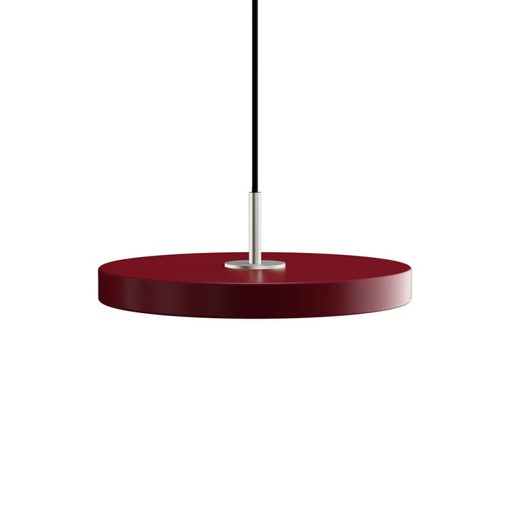 Die Asteria Mini LED-Pendelleuchte von Umage in Stahl / ruby red