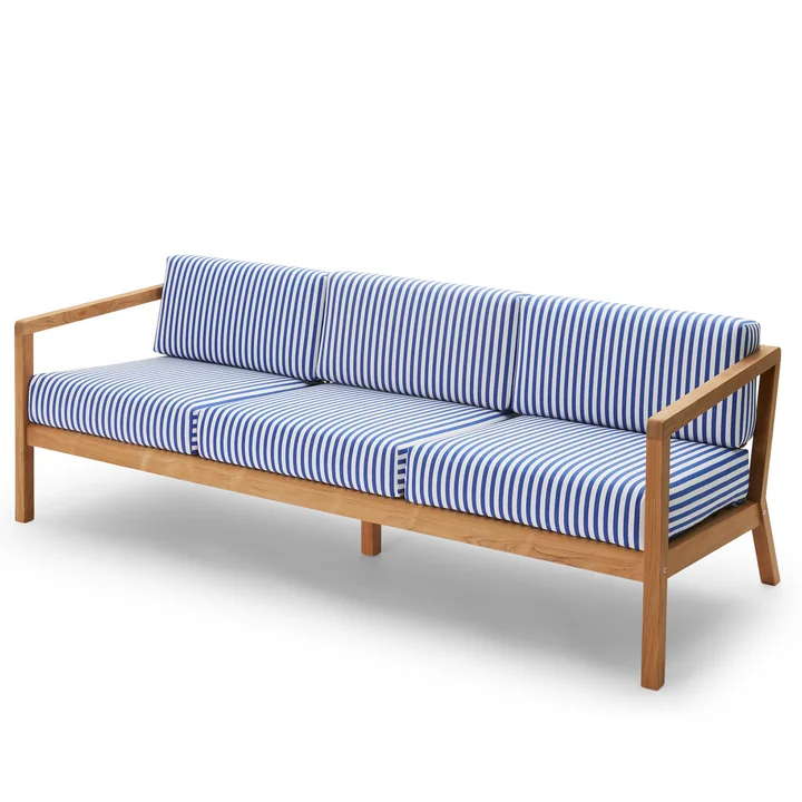 Virkelyst Sofa 3-Sitzer, Teak / seeblau gestreift (Limited Edition) von Skagerak