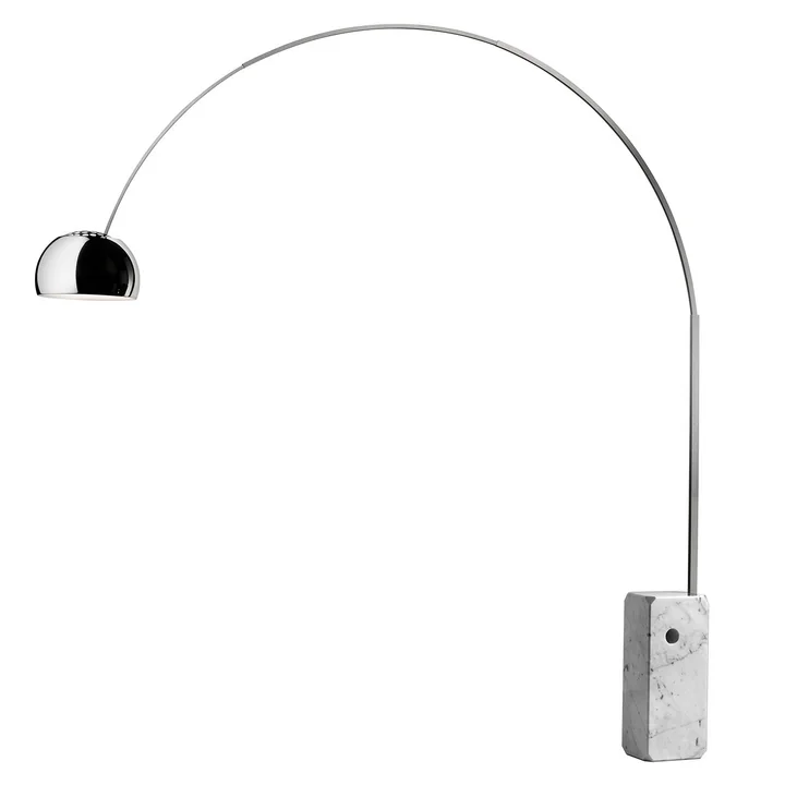 Arco LED-Stehleuchte von Flos in Edelstahl / Marmor weiss
