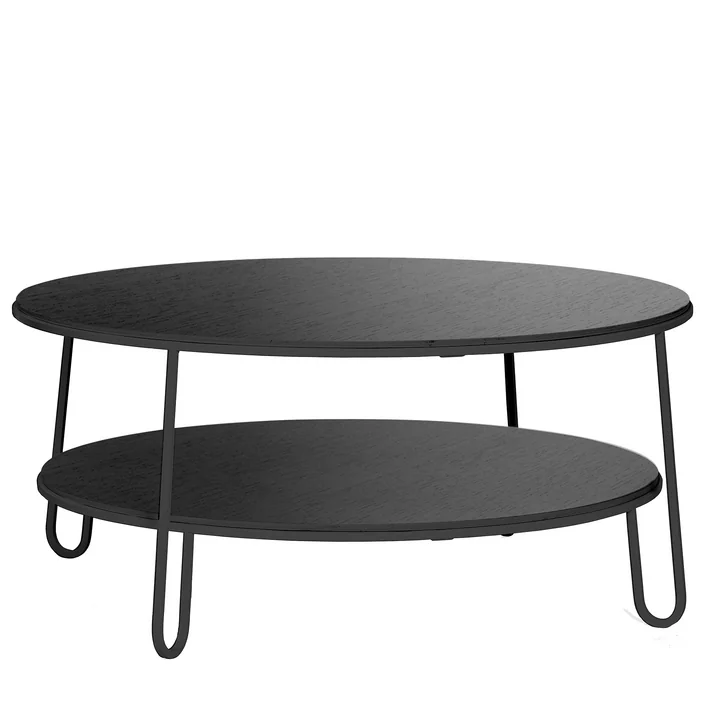 Eugénie Couchtisch ∅ 90 cm, schwarz lackiert, Metall schwarz von Hartô
