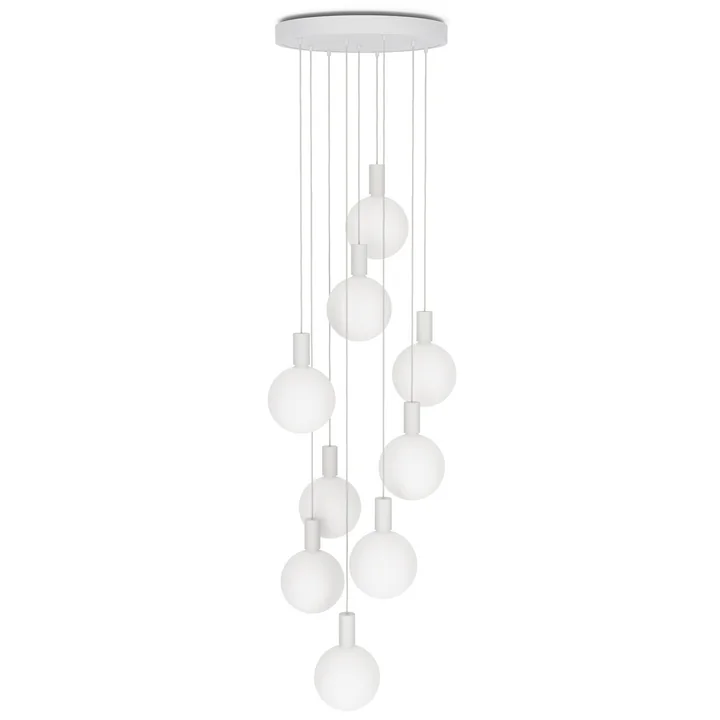 Chalk Nine Pendelleuchte Set, inklusive 9 x Sphere V LED-Leuchtmittel E27, weiss von Tala
