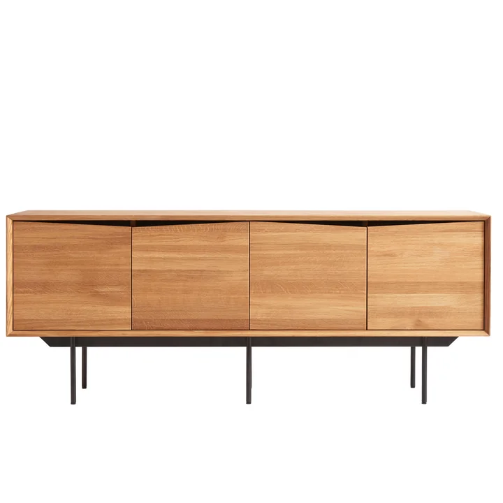 Wing Sideboard, mit 4 Türen, 185 x 72 cm, Eiche klar lackiert von Muubs