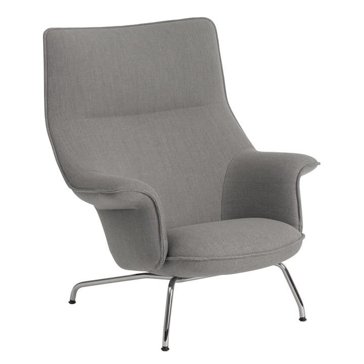 Doze Lounge Chair, Untergestell Chrom / Bezug grau (Re-Wool 128) von Muuto