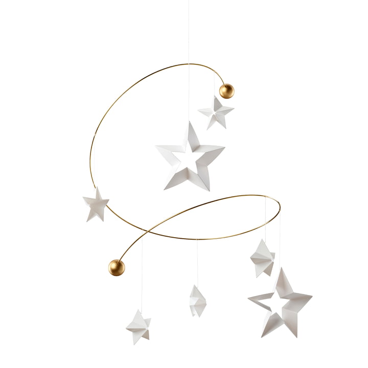 Starry Night Mobile 7, weiss / gold von Flensted Mobiles