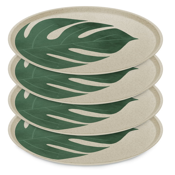 Connect Teller, Monstera leaf, Ø 25.5 cm, sand (4er-Set) von Koziol