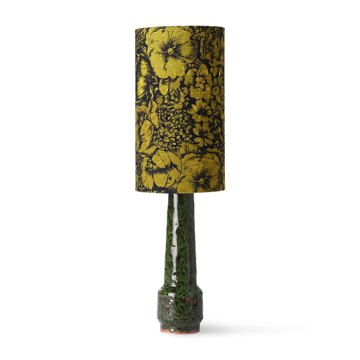 Retro Tischleuchtenfuss, H 45 cm, lava green + DORIS Vintage Lampenschirm, Ø 22 cm, floral von HKliving