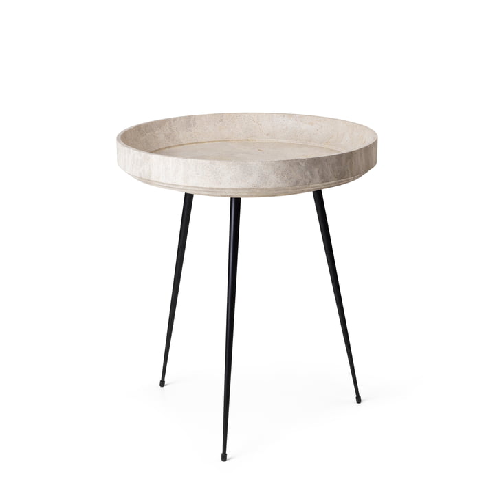 Bowl Table medium, Ø 46 x H 52 cm, grau (Wood Waste Edition) von Mater