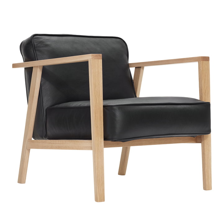 LC1 Lounge Sessel von Andersen Furniture in der Ausführung Eiche weiss pigmentiert / Leder Sevilla schwarz 4001