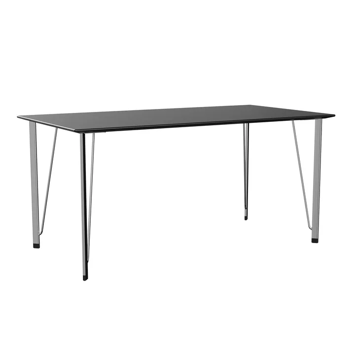 FH3605™ Schreibtisch, verchromt / Esche schwarz lackiert von Fritz Hansen
