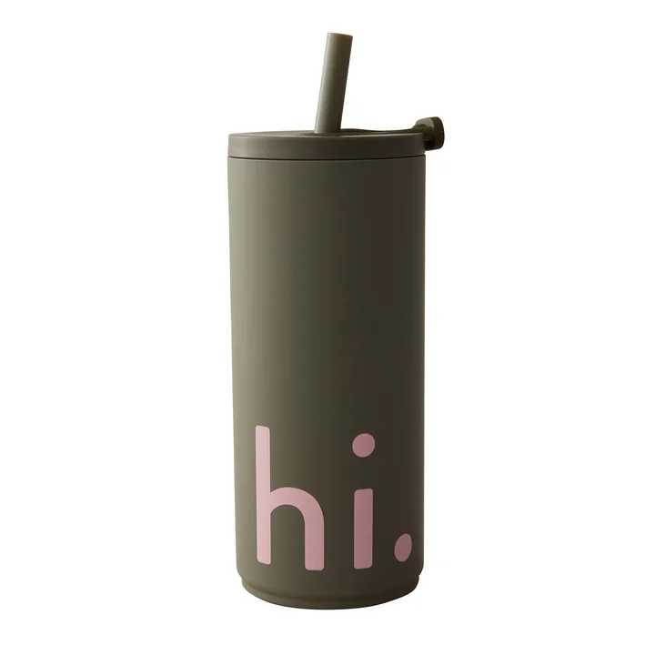 Hi Travel Trinkhalm-Becher, 0.5 l, olivgrün von Design Letters