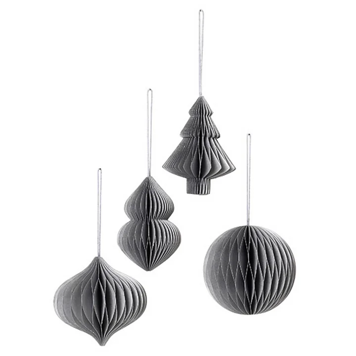 Christmas Mix Deko-Anhänger, Ø 9 x H 10 cm, silber (4er-Set) von Broste Copenhagen