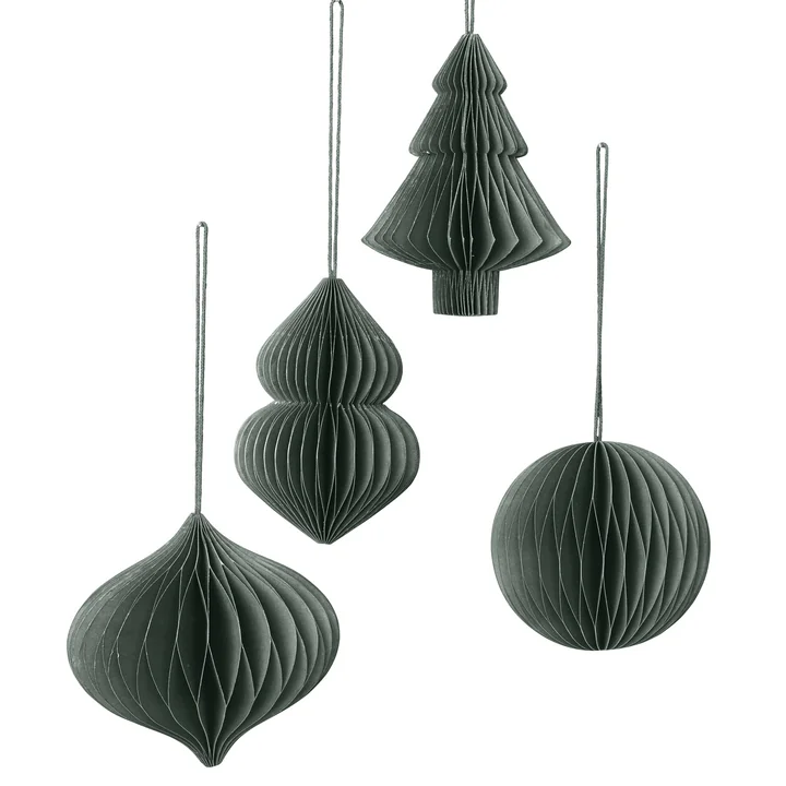 Christmas Mix Deko-Anhänger, Ø 9 x H 10 cm, thyme (4er-Set) von Broste Copenhagen