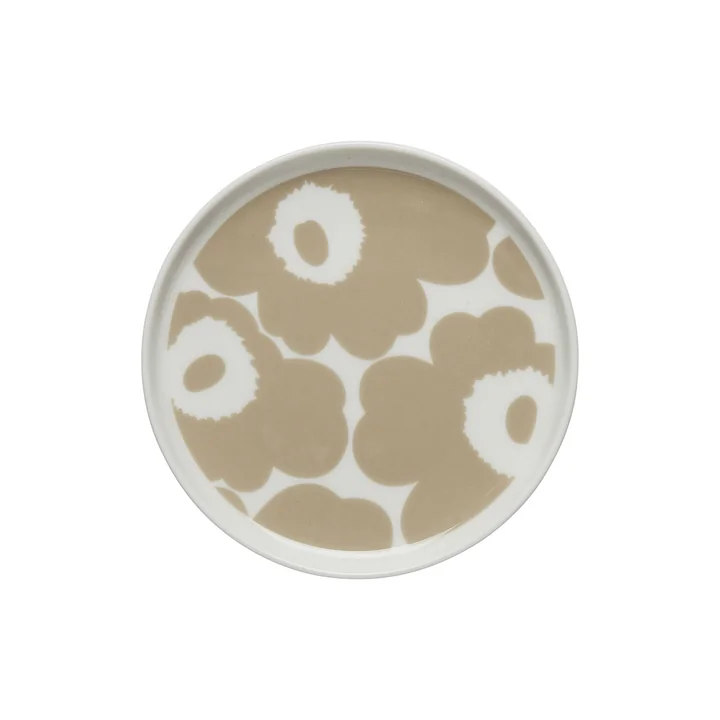 Oiva Unikko Teller, Ø 13,5 cm, beige / weiss von Marimekko