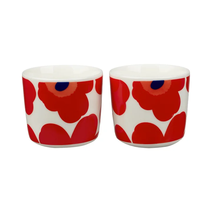 Oiva Unikko Becher (2er-Set), 200 ml, weiss / rot von Marimekko