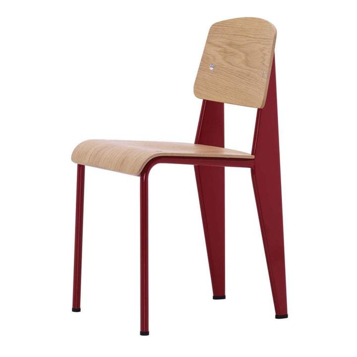Prouvé Standard Stuhl von Vitra in Eiche natur / Japanese Red