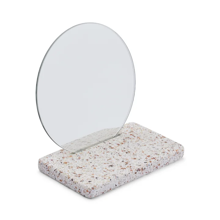 Terrazzo Tischspiegel, 19 x 20 cm, rot / beige von Humdakin