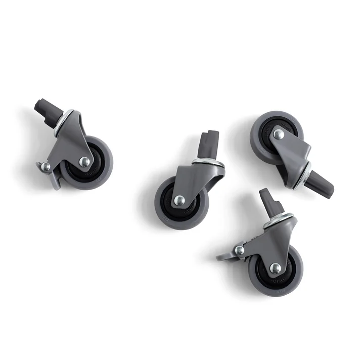 Colour Crate Rollen M, grau, 4er Set von HAY