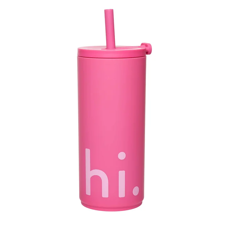 Hi Travel Trinkhalm-Becher von Design Letters in der Ausführung cherry pink