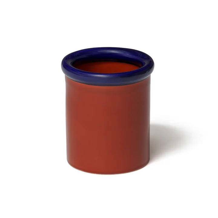 NINE - ROD Gefäss, Ø x H 15,3 x 17,5 cm, dunkelblau / terrakotta