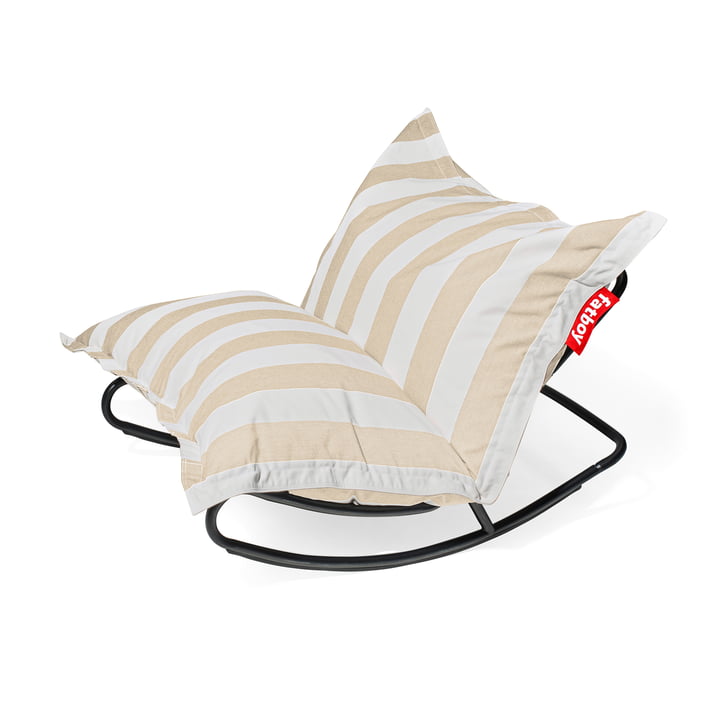 Fatboy - Aktionsset: Rock 'n' Roll Lounge Chair, schwarz + Original Outdoor Sitzsack, stripe sandy beige