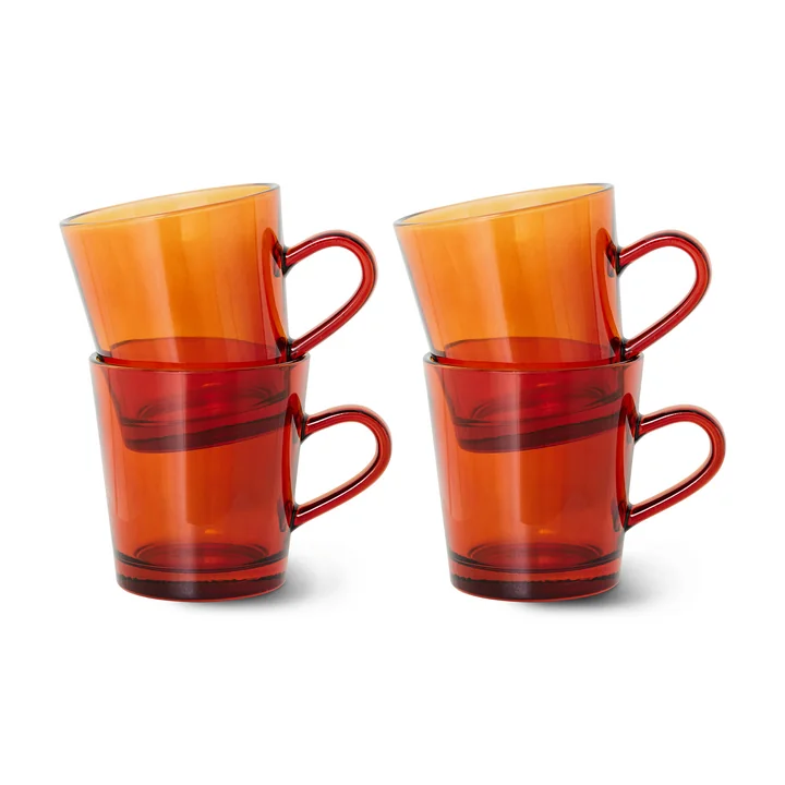70's Kaffeebecher, amber brown (4er-Set) von HKliving