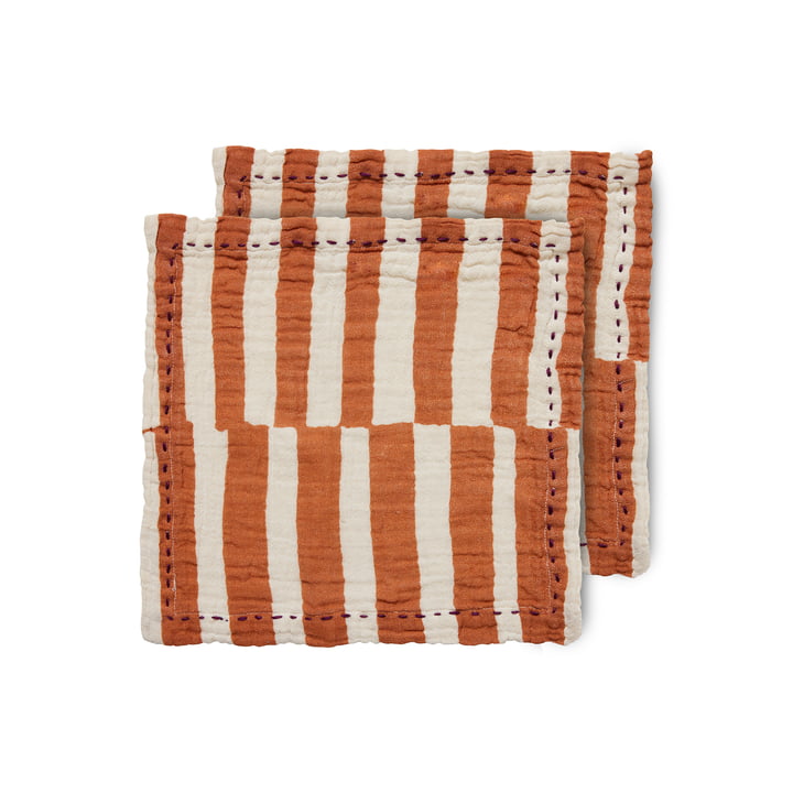 Baumwollservietten, 30 x 30 cm, striped tangerine (2er-Set) von HKliving