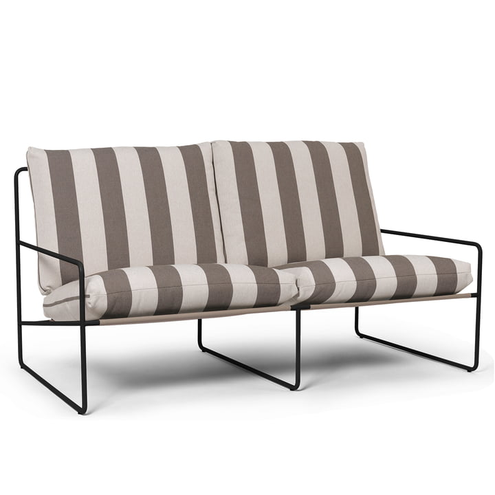 Desert Stripe Outdoor 2-Sitzer Sofa, schwarz / schokolade von ferm Living